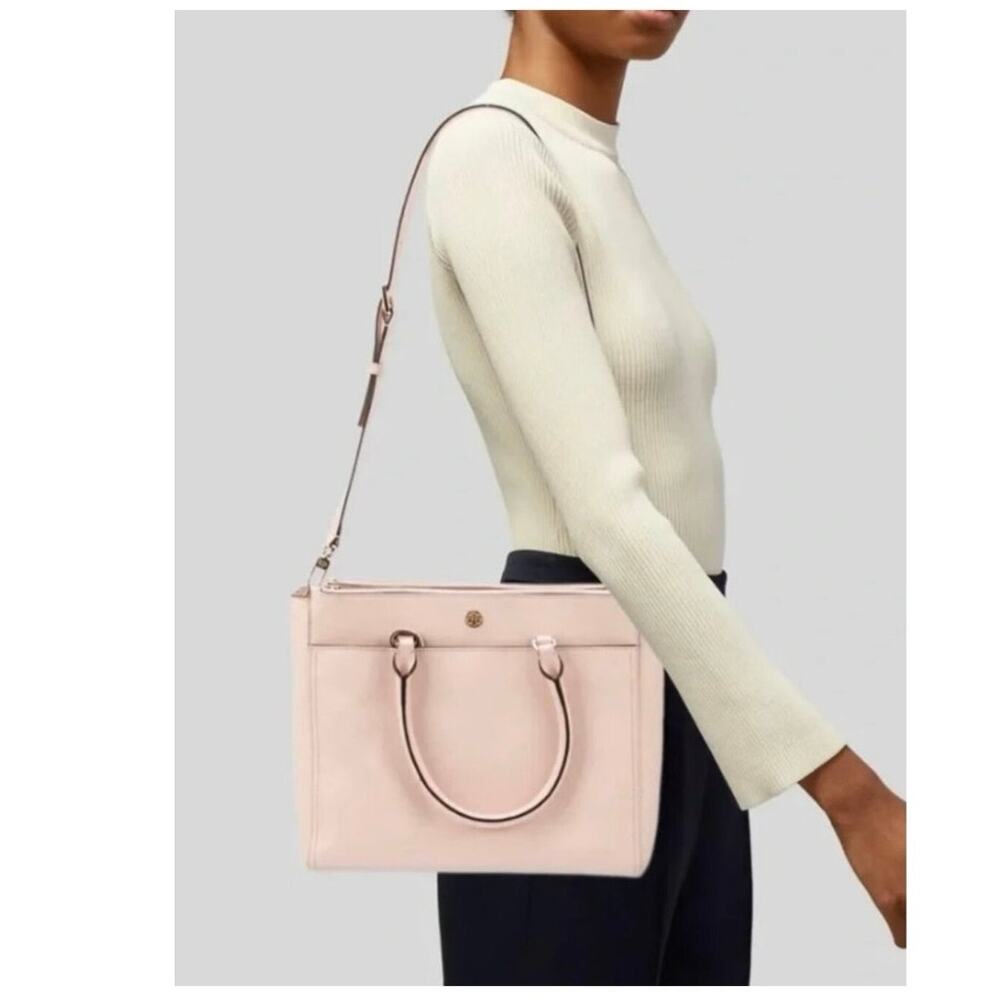 NWT Tory Burch Robinson double zip tote in pale apricot (pink)
